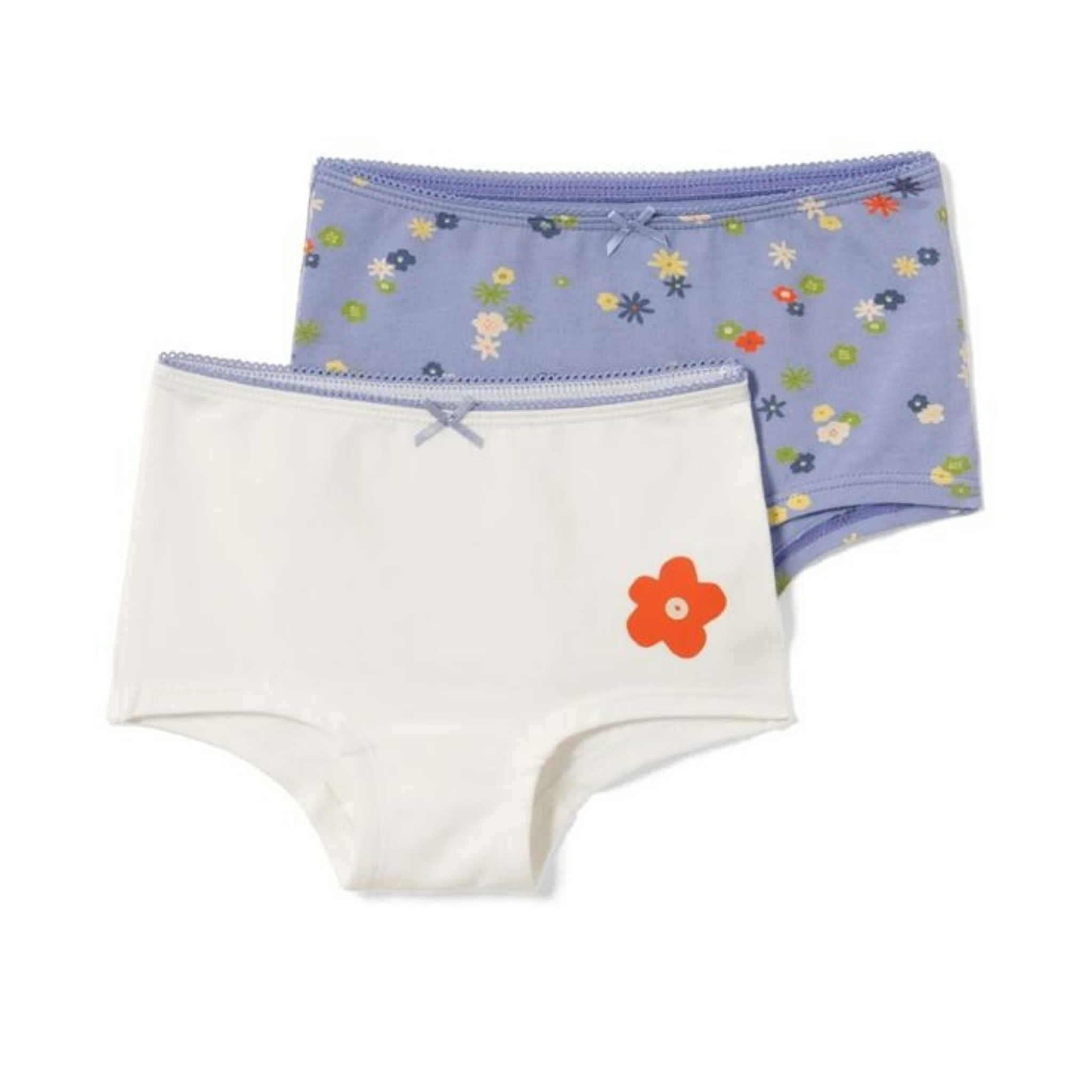 Tchibo Toddler girls' organic cotton underwear in white with orange flower print